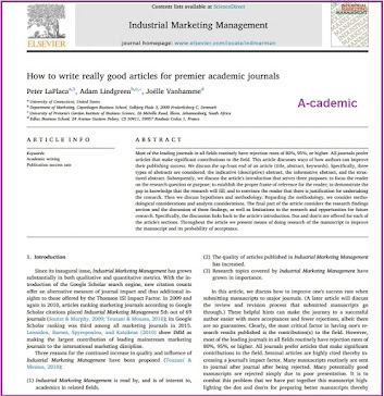 How to write really good articles for premier academic journals