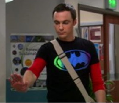 Sheldon's Batman logo T shirt in big bang theory