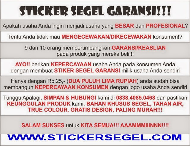 Stiker Segel Pecah Telur Mataram Pontianak Palangkaraya Banjarmasin Samarinda Tanjungselor Manado Makasar Palu