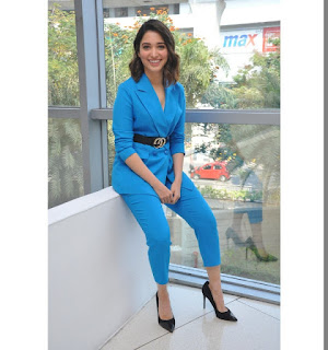 Tamanna Bhatia In Blue Dress At F2 Movie Success Meet