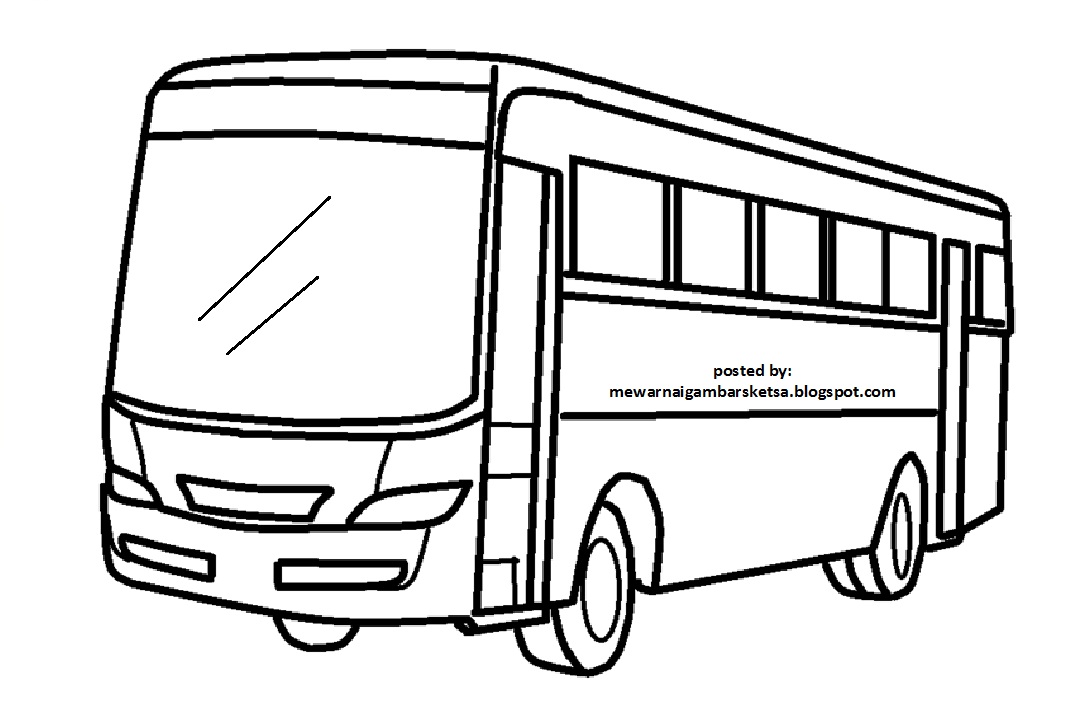 Gambar Mewarnai Gambar Sketsa Bus 7 Download Kendaraan 
