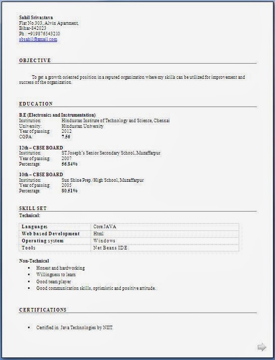 Fresher teacher resume samples india