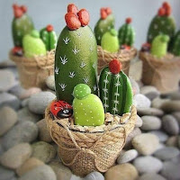 Manualidades : Cactus pintados en piedras