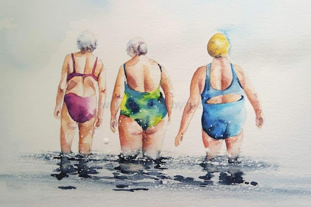 3 ladies in swimsuits