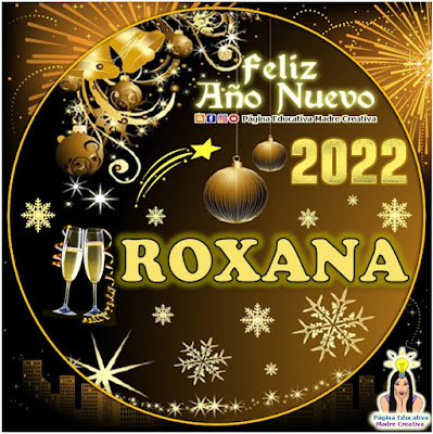 Nombre ROXANA por Año Nuevo 2022 - Cartelito mujer