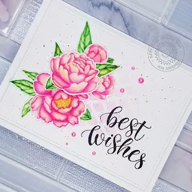 Sunny Studio Stamps: Pink Peonies Dies Frilly Frame Dies Best Wishes Card by Ana Anderson