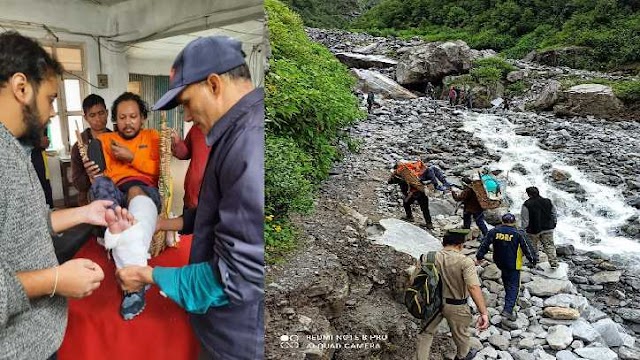 फूलों की घाटी में पैर फिसलने से चोटिल हुए पर्यटक के लिए जीवनदायिनी बनी चमोली पुलिस