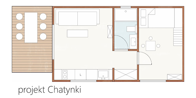 projekt domku letniskowego na zgłoszenie 35m2