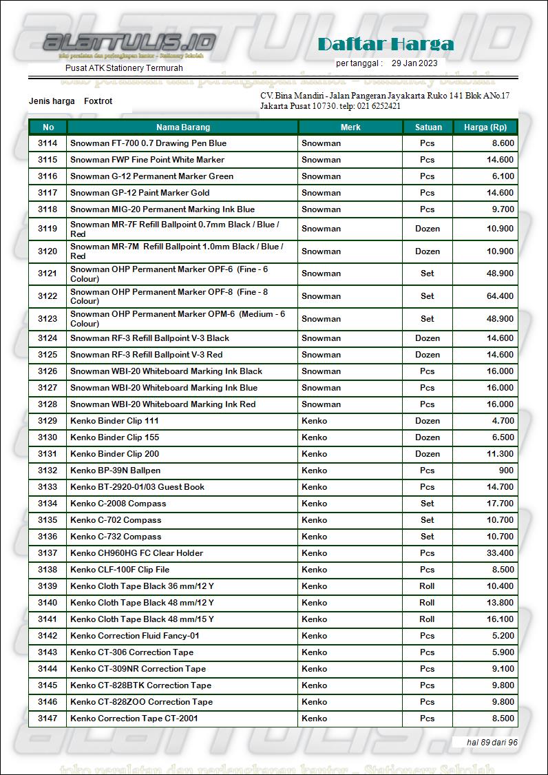daftar harga perlengkapan kantor terbaru 2023 toko atk lengkap