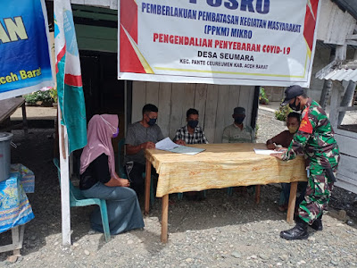 Cek Posko PPKM Berbasis Mikro, Babinsa Posramil 05/PC Sampaikan Fungsinya