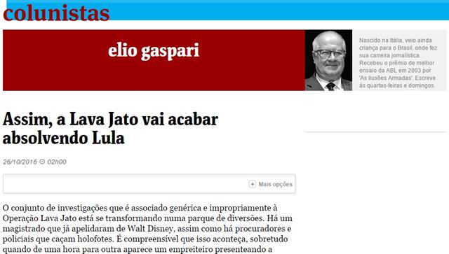 Elio Gaspari publicou hoje na Folha de São Paulo
