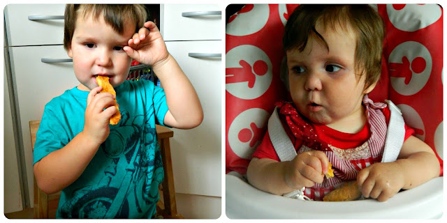 Bud and Little Miss enjoying their cheese straws