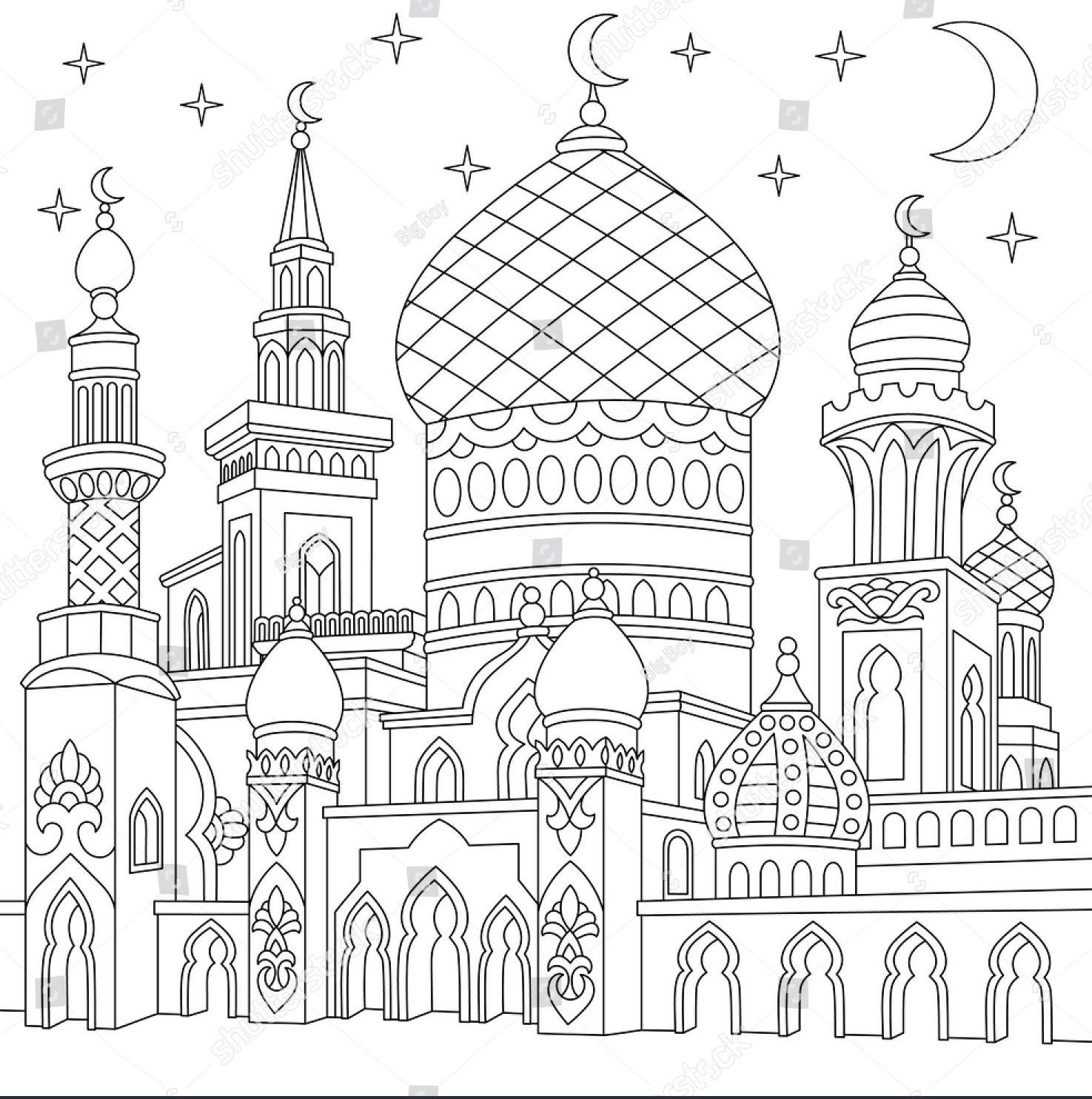 Koleksi Sketsa Gambar Masjid Yang Mudah Aliransket