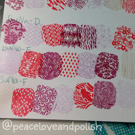 Stamping swatches BuNa D, E, F