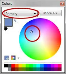 Select Primary from the drop-down list in the Colors Window and choose a color you like by clicking on the Colors Wheels.