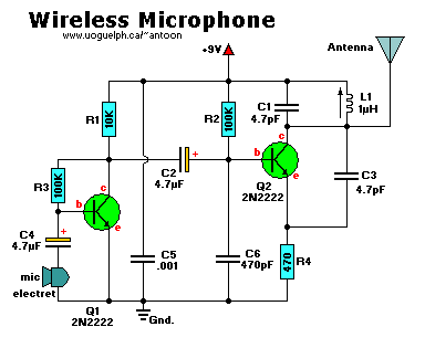 9 Volt Wireless Microphone schematic diagrams repair 