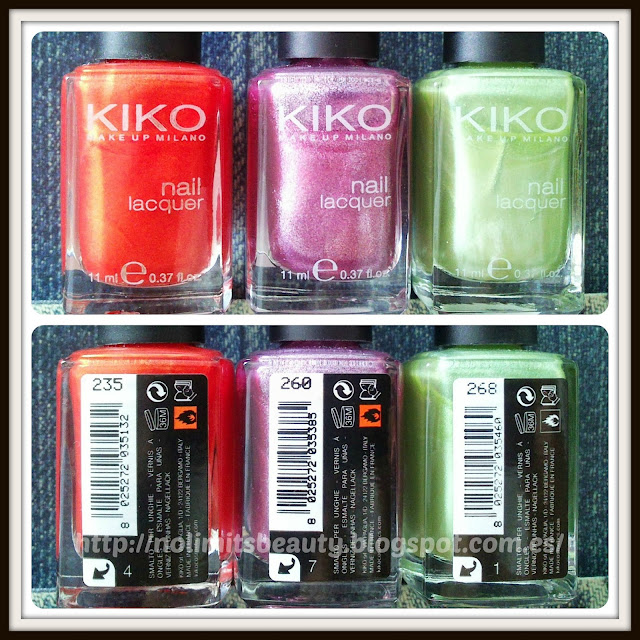 Kiko Nail Lacquer (235, 260 y 268)