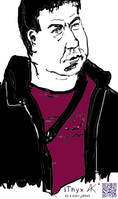 Мужчина говорящий на иностранном языке. Цифровой цветной скетч нарисовал художник Андрей Бондаренко @iThyx_AK