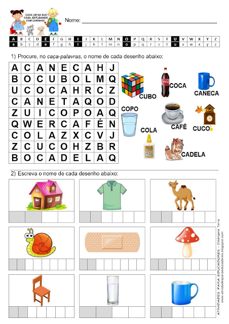 Caça-palavras e Escreva o nome dos desenhos CA-CO-CU jpeg