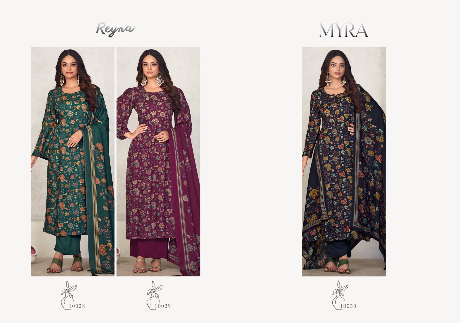 Myra Reyna Bembarg Silk Handwork Plazzo Style Suits