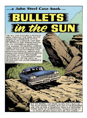 Bullets in the Sun Comics page with blue sedan car