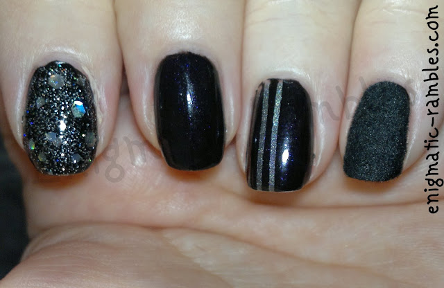 W7-Black-Kleancolor-blackout-a-england-Orphelia-ascalon-striping-tape-flocking-powder-black-fur-Skittle