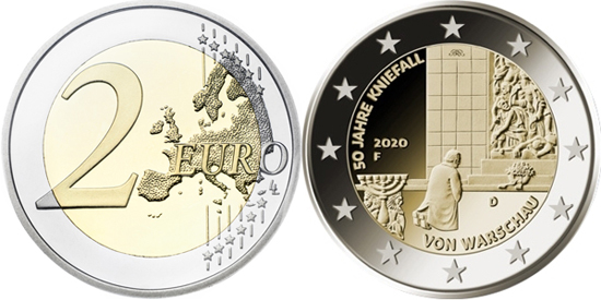 Germany 2 euro 2020 - 50 years of the Warsaw genuflection