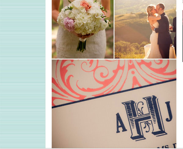 Annie's Navy Coral Wedding Invitations Featured on Style Me Pretty