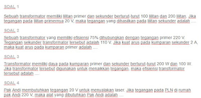 Contoh Soal Transformator