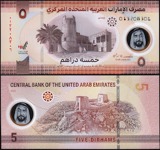 UAE4 UNITED ARAB EMIRATES 5 DIRHAMS LATEST POLYMER ISSUE UNC 2022 (P-W36)