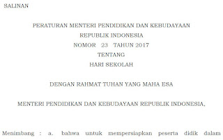  PERATURAN MENTERI PENDIDIKAN DAN KEBUDAYAAN Permendikbud Nomor 23 Tahun 2017