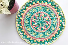 dandelion mandala, crochet mandala, rajutan mandala, merajut mandala, rajutan dandelion mandala, overlay crochet, overlay crochet mandala