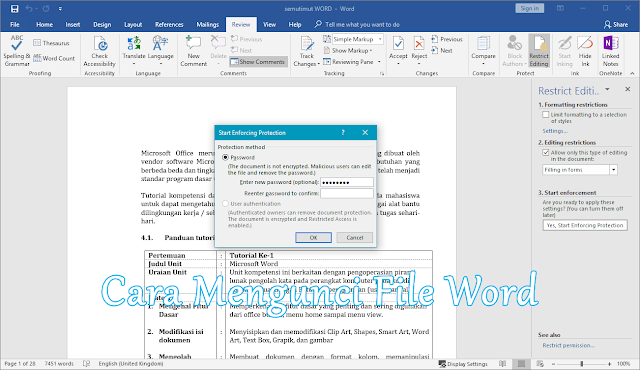 cara mengunci file microsoft word