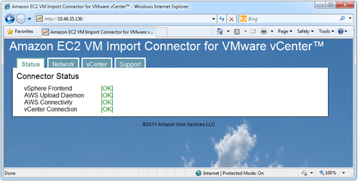 Amazon EC2 VM Import Connector Status