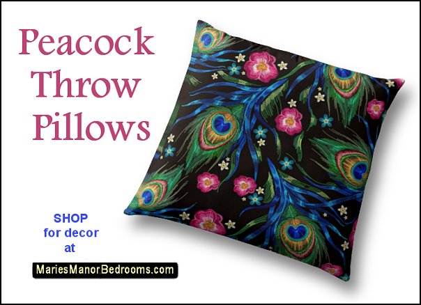 peacock feathers and roses flowers Floor Pillow peacock home decorations