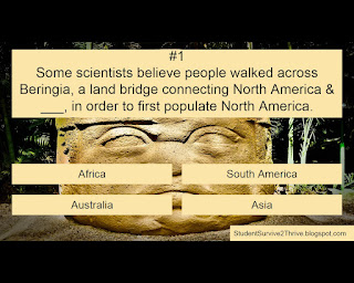 Some scientists believe people walked across Beringia, a land bridge connecting North America & ___, in order to first populate North America. Answer choices include: Africa, South America, Australia, Asia