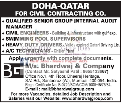 Civil contracting company Jobs for Doha Qatar