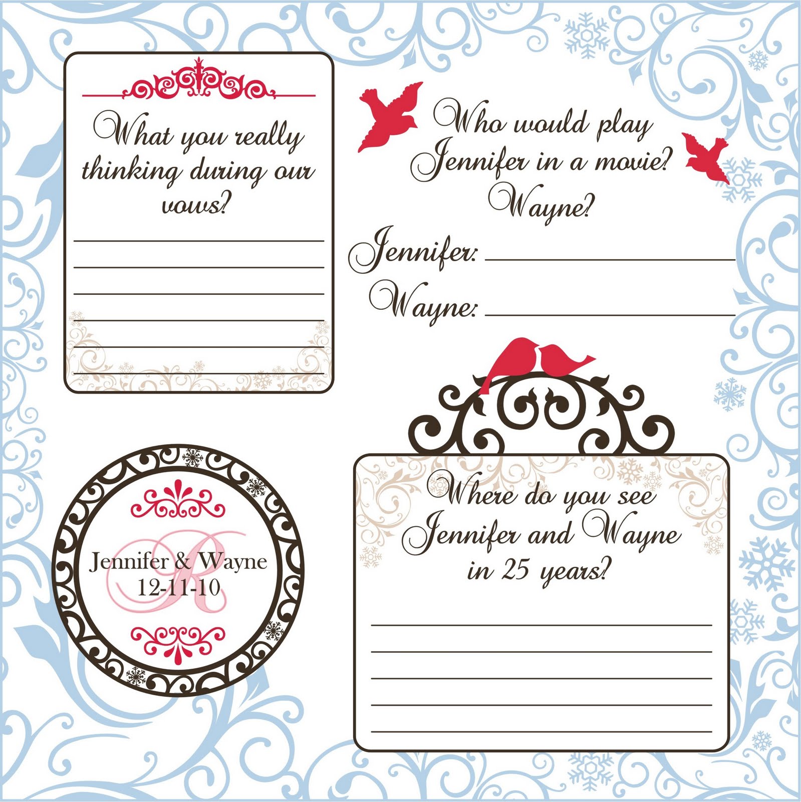 scroll orange and teal wedding