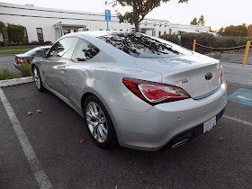 2014 Hyundai Genesis Coupe with damaged fender, door & quarter panel before collision repairs at Almost Everything Auto Body
