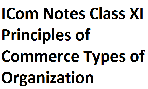 ICom Notes Class XI Principles of Commerce Types of Organization fsc notes