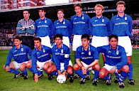 REAL OVIEDO - Oviedo, España - Temporada 1994-95 - Mora, Jerkan, Cristóbal, Jokanovic, Prosinecki y Rivas; Armando, Sietes, Berto, Oli y Carlos - 9º en la Liga de 1ª División 1994-95. El entrenador es Radomir Antic