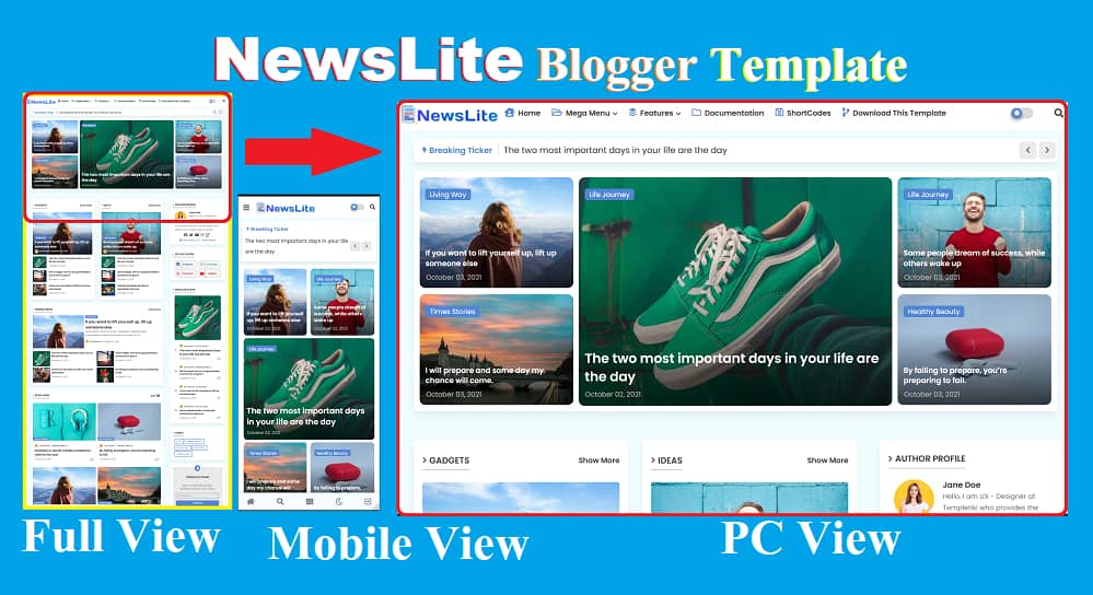 NewsLite - Magazine & News Blogger Template Top Best Design 2024