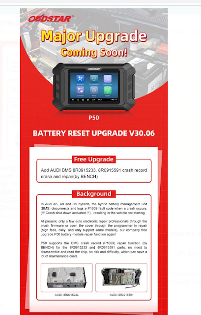 Audi Q5, A6, A8 Hybrid Battery Repair with OBDSTAR P50