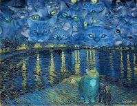 Cuadros de gatos al estilo de Van Gogh