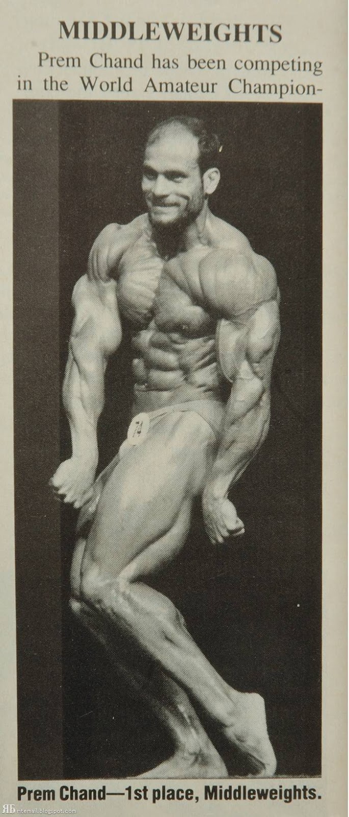 Premchand Degra — Mr. Universe 1988 Premchand Dogra is an IFBB professional bodybuilder from India. Also mentioned as Premchand Degra/Dhingra. He won the Mr. Universe title in the short-height 80 kg category in 1988. He was also awarded the "Achievement Medal" by the International Federation of Bodybuilding and Fitness (IFBB) in 2003, for winning its World Middleweight Champion title in 1988.