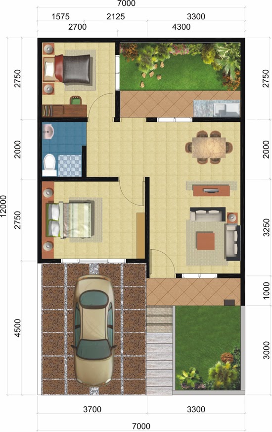 Kumpulan Denah Rumah Minimalis Tipe 45 - Desain Denah 