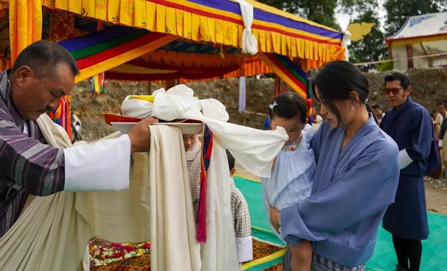 Queen Jetsun Pema, Prince Jigme Namgyel, Prince Jigme Ugyen, and Princess Sonam Yangden
