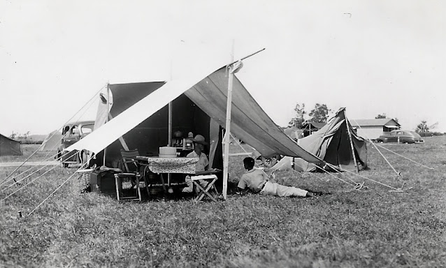 Richard and Robert in a tent, around 1941
