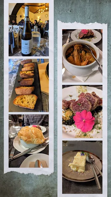 Collage of dishes from our Azorean dinner at Michel's restaurant on São Miguel Island in the Azores