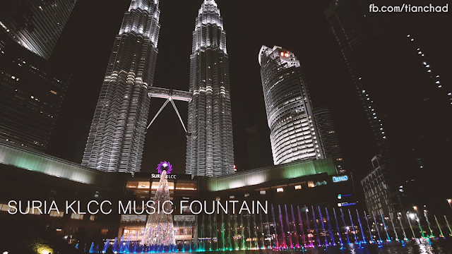 Suria KLCC Music Fountain at night is very colorful